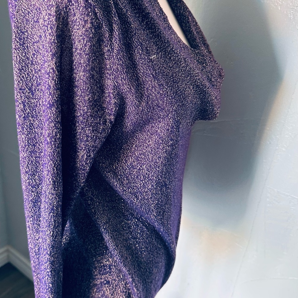 Dana Buchman Purple Blouse with Cozy Knit Texture - Picture 5 of 5
